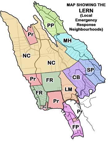 Map showing the LERN (Local Emergency Response Neighbourhoods)